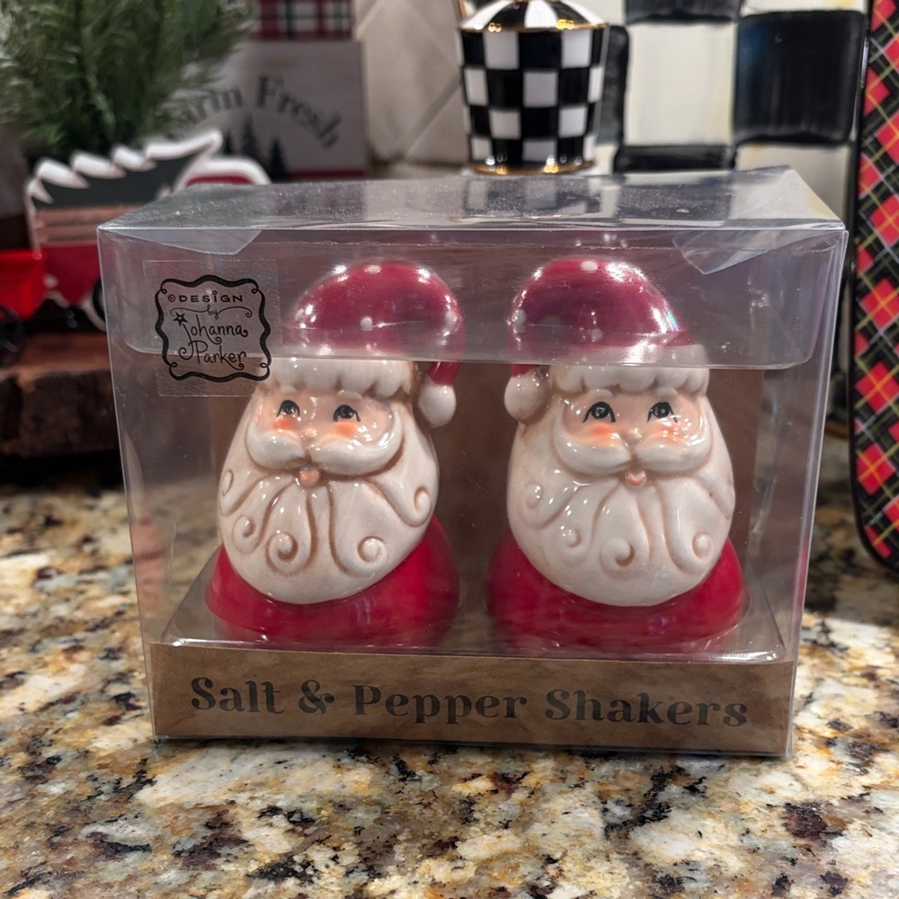 Johanna Parker Santa Salt and Pepper Shakers NIB